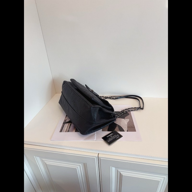 Chanel 香奈兒 2.55 黑銀 荔枝紋牛皮機場 鏈條肩背包-4