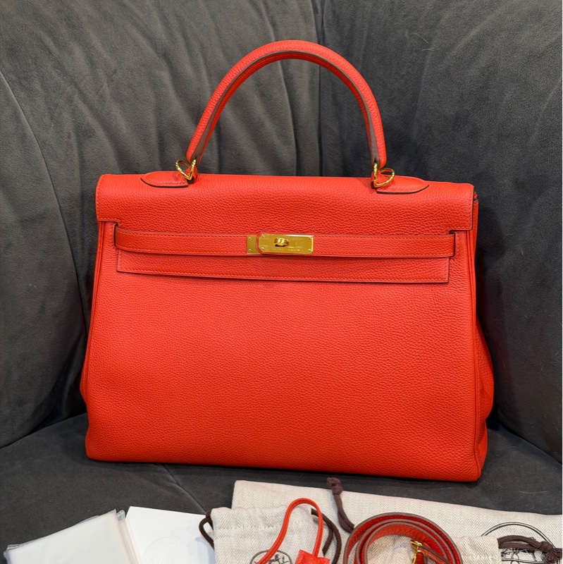 #全網最低凱莉包 #配件齊全 愛馬仕橘紅kelly35 好成色✨免配貨帶走🔥-5