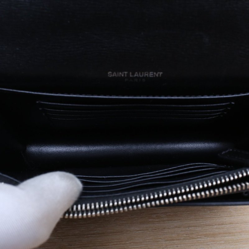 SAINT LAURENT SUNSET日落包Woc17黑色牛皮銀扣肩背包-3