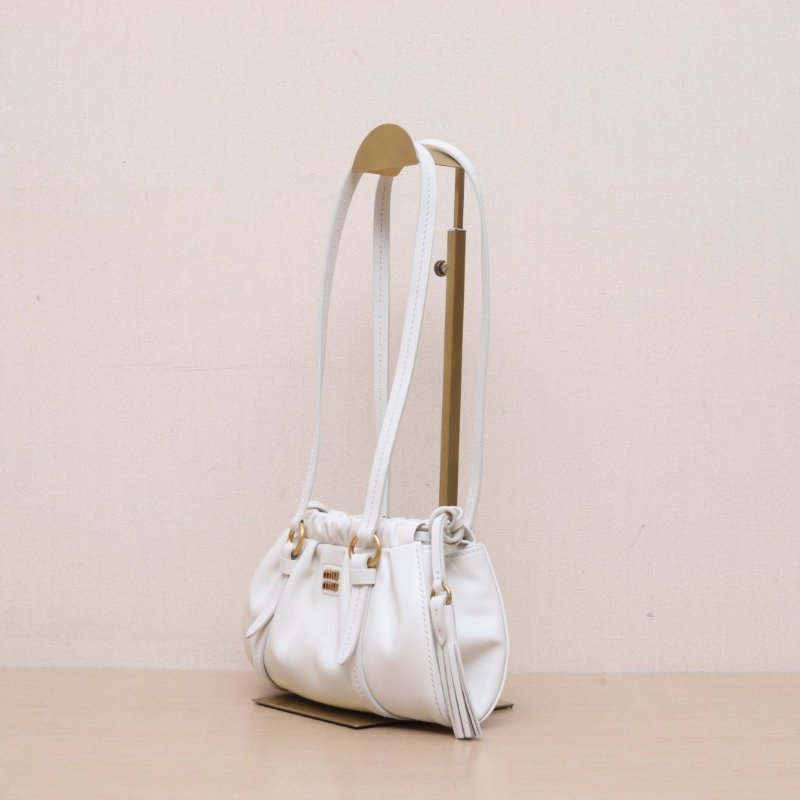 MIU MIU 白色羊皮金扣25SS新款miumiujoe迷你單肩包肩背包-3