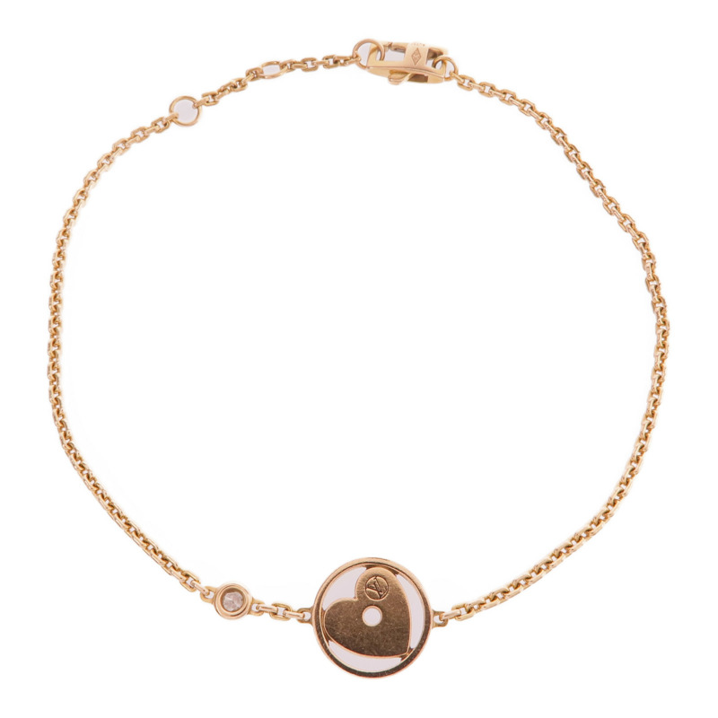 LOUIS VUITTON 18K玫瑰金Monogram Idylle Coeur Bracelet鑽石手鏈-3