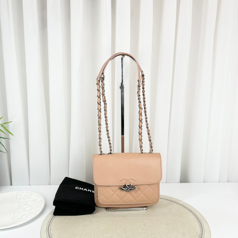 Chanel 古巴系列郵差包鏈條包 粉色鴛鴦扣-0