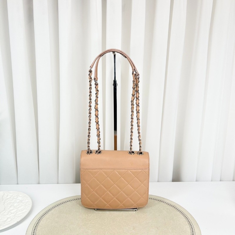 Chanel 古巴系列郵差包鏈條包 粉色鴛鴦扣-1