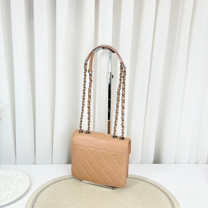 Chanel 古巴系列郵差包鏈條包 粉色鴛鴦扣-4