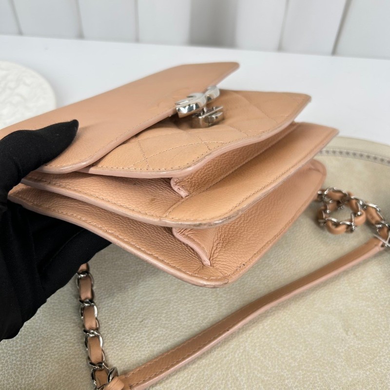 Chanel 古巴系列郵差包鏈條包 粉色鴛鴦扣-8