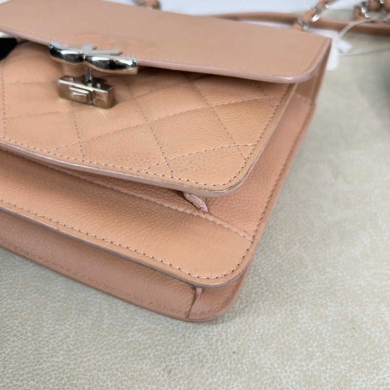 Chanel 古巴系列郵差包鏈條包 粉色鴛鴦扣-9