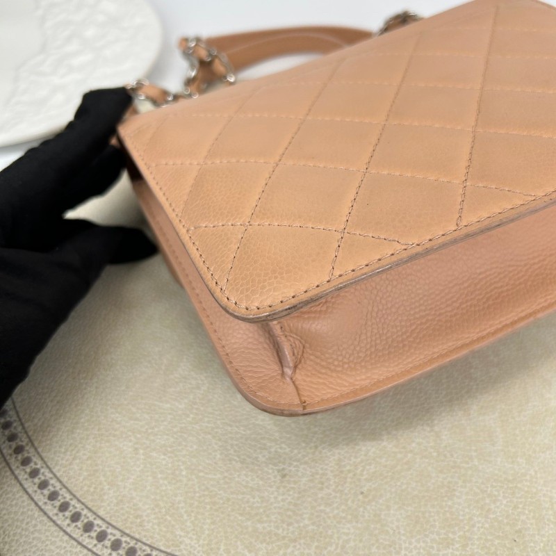 Chanel 古巴系列郵差包鏈條包 粉色鴛鴦扣-11