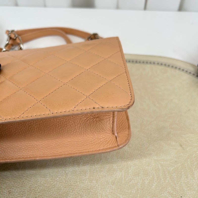 Chanel 古巴系列郵差包鏈條包 粉色鴛鴦扣-12