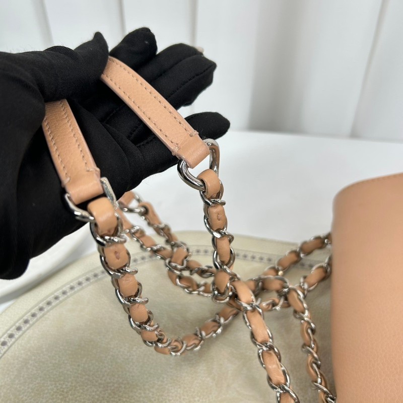 Chanel 古巴系列郵差包鏈條包 粉色鴛鴦扣-16