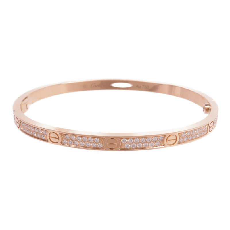 CARTIER 18K玫瑰金Love Bracelet Small Model Full Diamonds鑽石手鐲Cartier#16-0