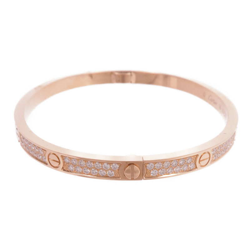 CARTIER 18K玫瑰金Love Bracelet Small Model Full Diamonds鑽石手鐲Cartier#16-1