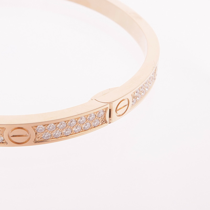 CARTIER 18K玫瑰金Love Bracelet Small Model Full Diamonds鑽石手鐲Cartier#16-5