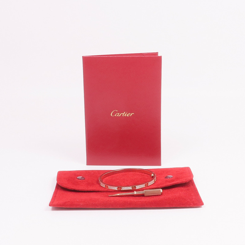 CARTIER 18K玫瑰金Love Bracelet Small Model Full Diamonds鑽石手鐲Cartier#16-7