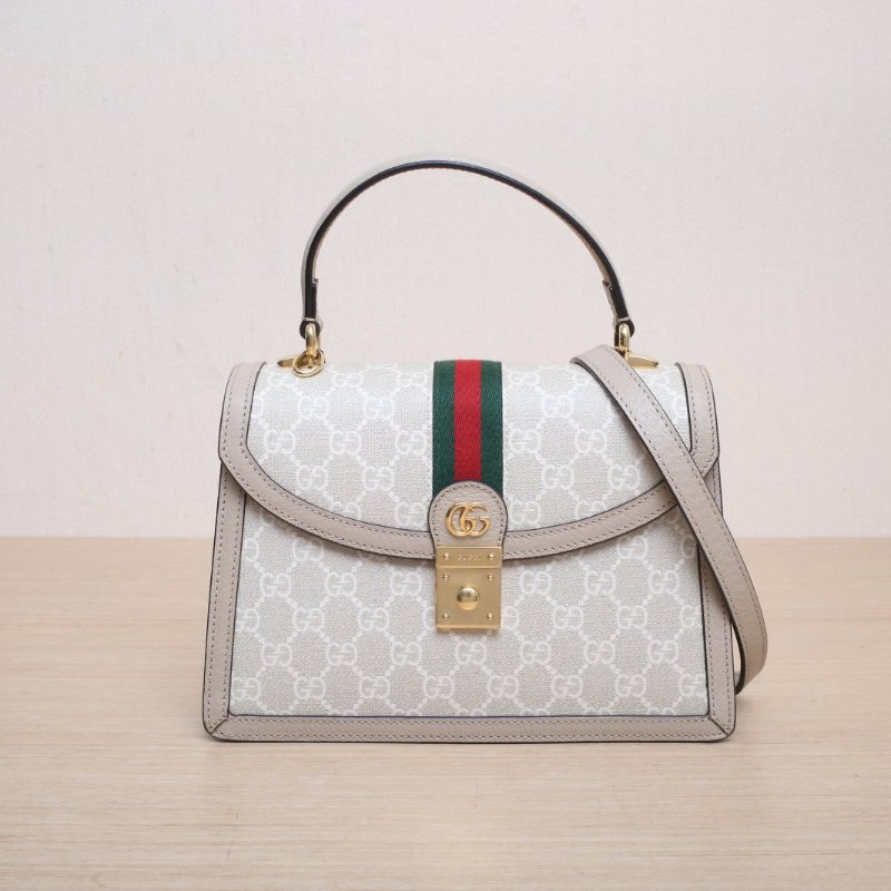GUCCI 米色牛皮帆布金扣ophidiaGG手提郵差包小號/肩背包-1