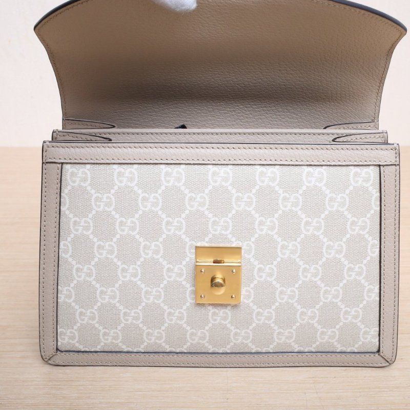 GUCCI 米色牛皮帆布金扣ophidiaGG手提郵差包小號/肩背包-3