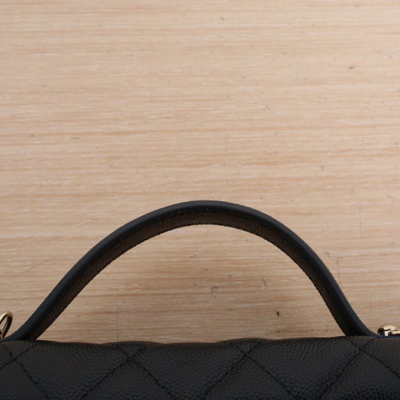 CHANEL 25CLp盒子包黑色荔枝牛皮鐳射標淺金扣單皮穿鏈拼皮肩帶皮手柄肩背包-2