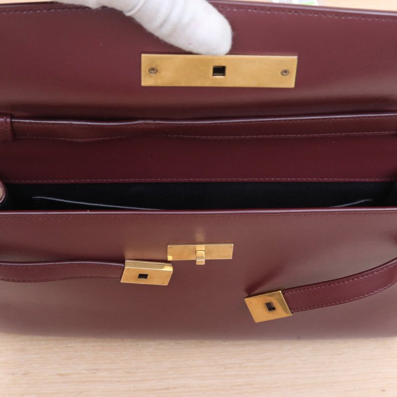 SAINT LAURENT MANHATTAN曼哈頓中號29紅色牛皮金扣肩背包-2