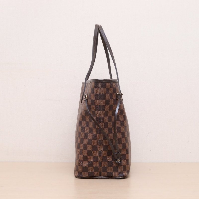 LOUIS VUITTON Neverfull中號31配子袋棕色棋盤格PVC金扣2015肩背包-3