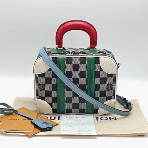LV 拼色VALISETTE BB棋盤格小箱包 21*16*7.5 98新配件塵袋購證