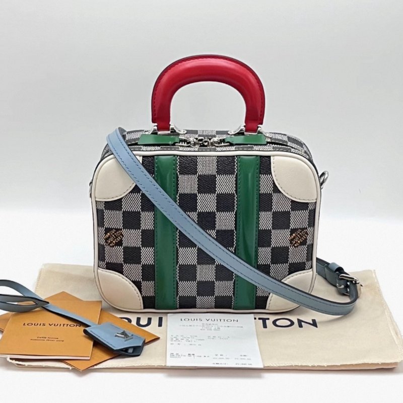 LV 拼色VALISETTE BB棋盤格小箱包 21*16*7.5 98新配件塵袋購證-0