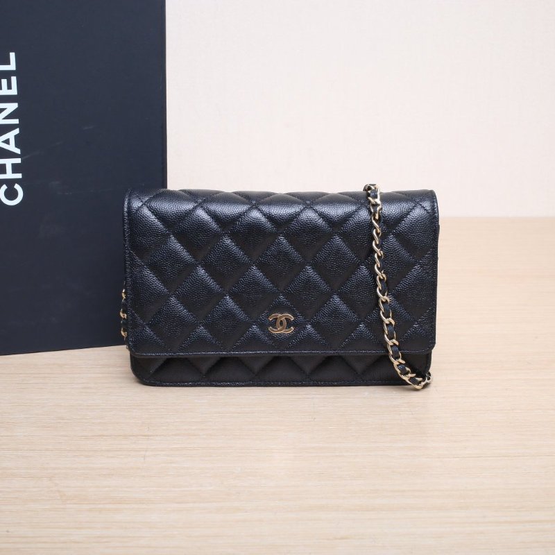 CHANEL CFWOC19黑色荔枝牛皮29開金扣肩背包-0