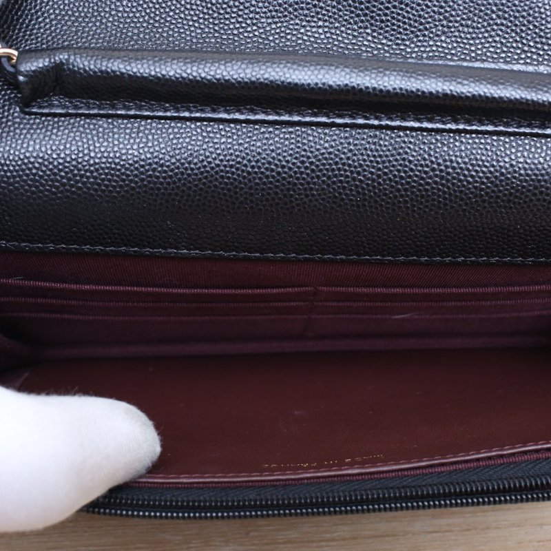 CHANEL CFWOC19黑色荔枝牛皮29開金扣肩背包-3