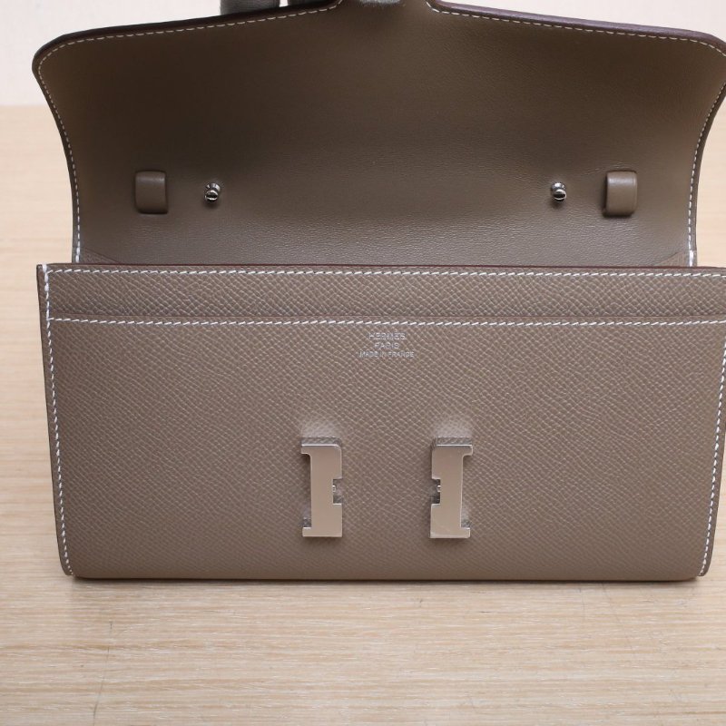 HERMES Constance康康LONGTOGO肩帶長款錢包18大象灰Epsom皮K2025銀扣肩背包-2