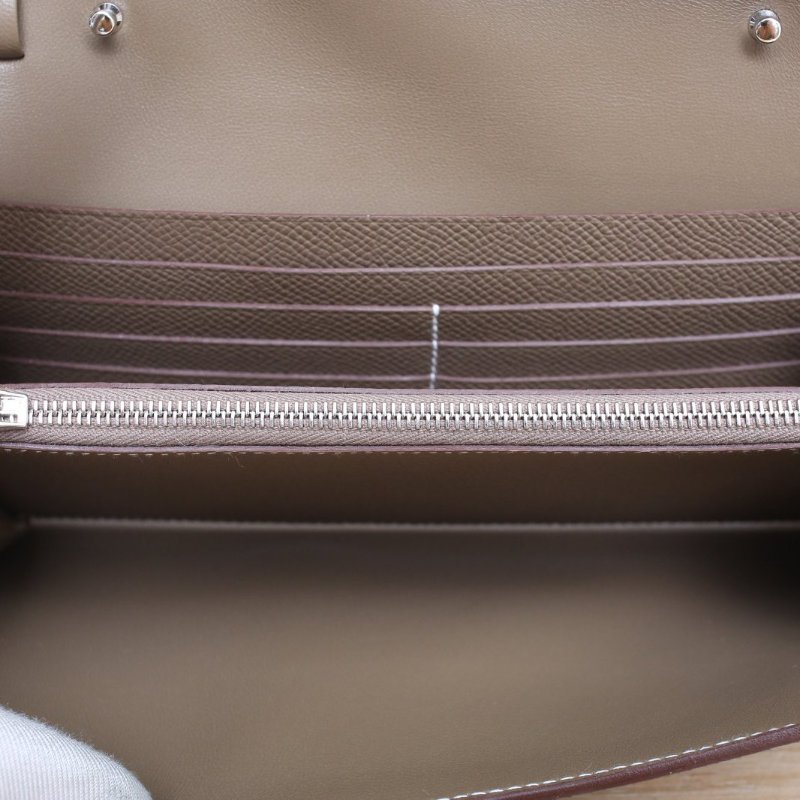 HERMES Constance康康LONGTOGO肩帶長款錢包18大象灰Epsom皮K2025銀扣肩背包-3