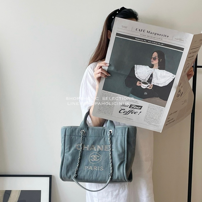 Chanel仿舊淺色牛仔托特包中號AS3351-0