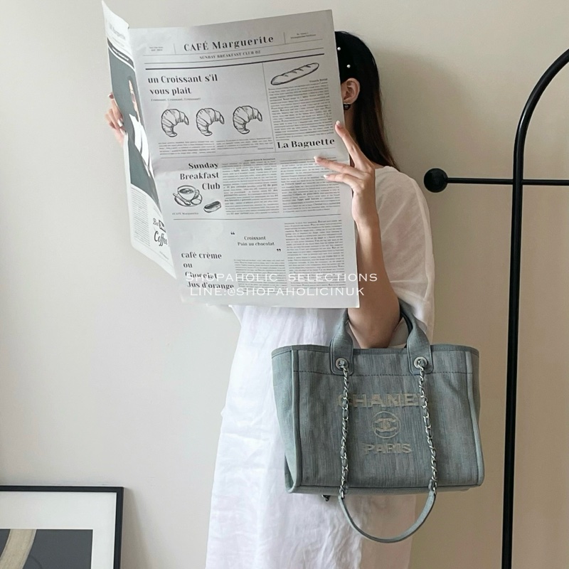 Chanel仿舊淺色牛仔托特包中號AS3351-1