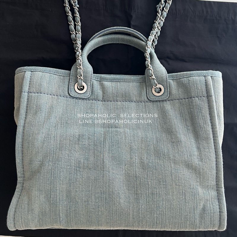 Chanel仿舊淺色牛仔托特包中號AS3351-6