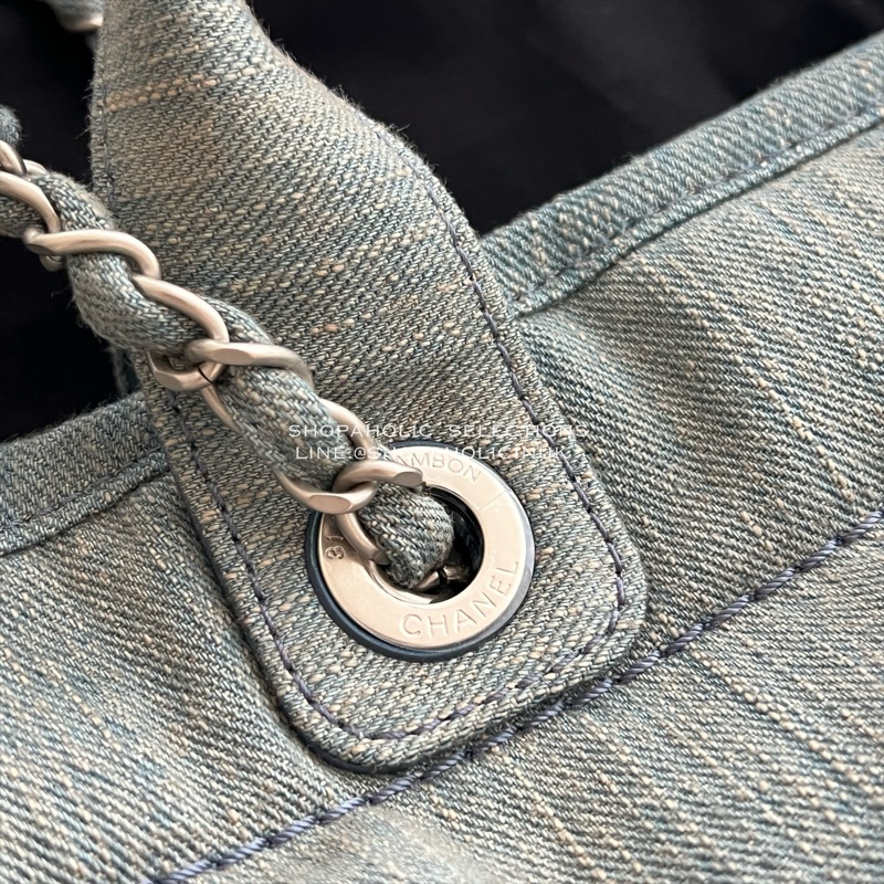 Chanel仿舊淺色牛仔托特包中號AS3351-9