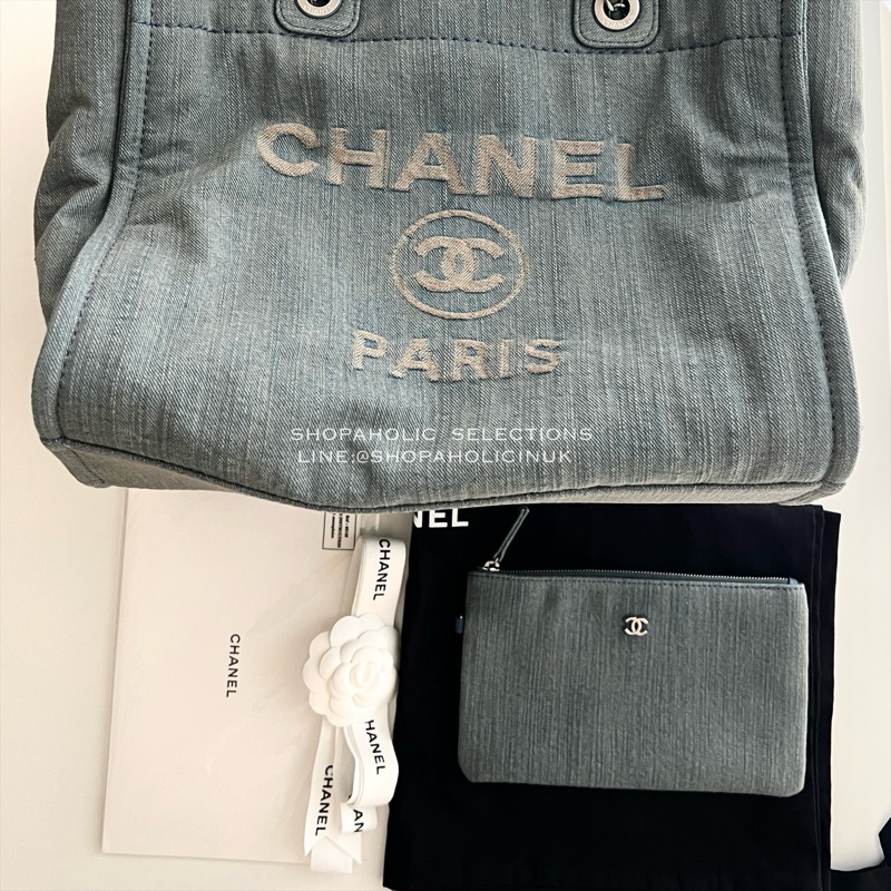 Chanel仿舊淺色牛仔托特包中號AS3351-11