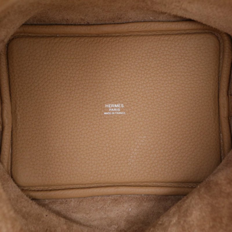 HERMES Picotin菜籃子184B新餅乾色TC皮W刻銀扣肩背包-2