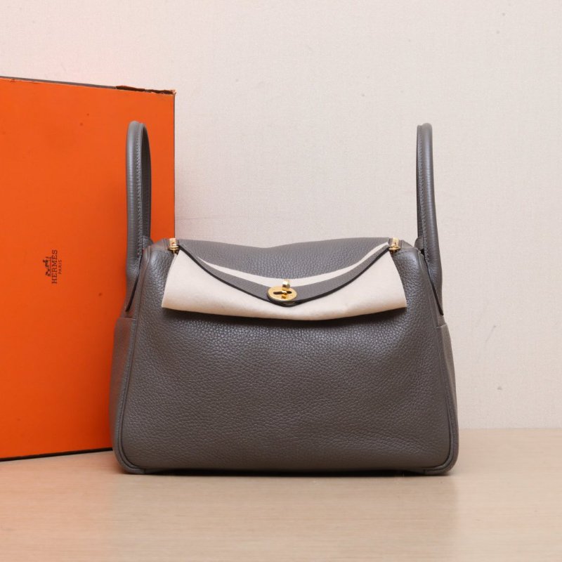 HERMES 8F錫器灰TC皮A刻金扣愛馬仕hermeslindy30肩背包-0