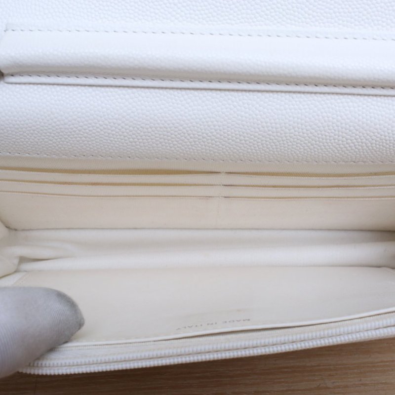 CHANEL CFWOC19白色荔枝牛皮晶片開銀扣肩背包-3