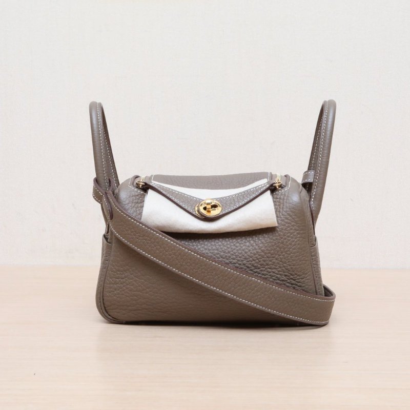 HERMES LindyMini18大象灰TC皮B刻金扣肩背包-1