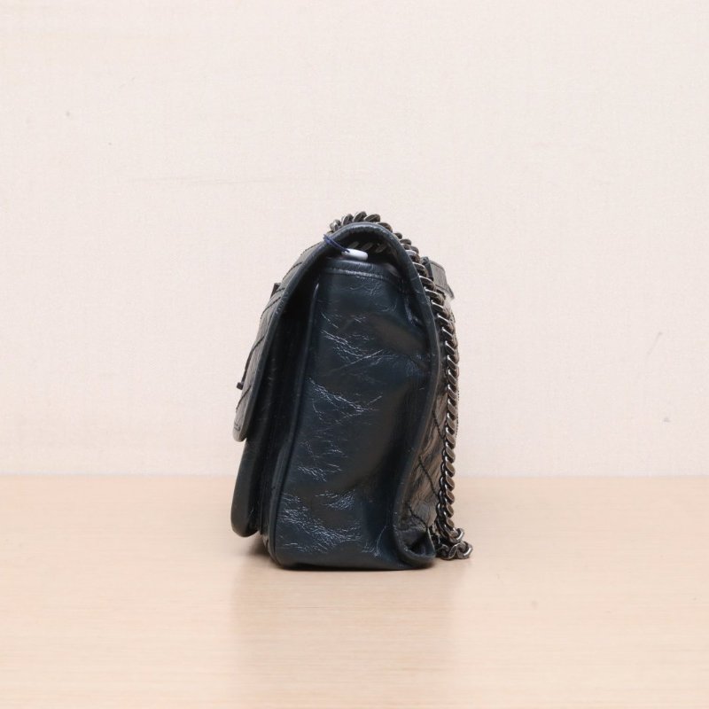 SAINT LAURENT Niki中號28墨綠色牛皮銀扣肩背包-4