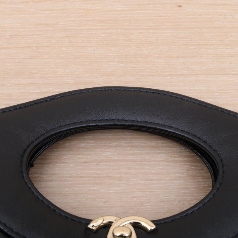 CHANEL 31Bag中號橫版36黑色羊皮晶片開金扣肩背包-2