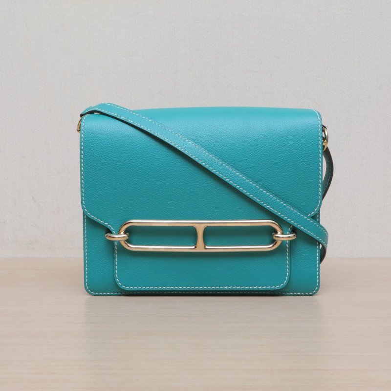 HERMES Roulis豬鼻子23U1維羅納綠EC皮C刻淺金扣肩背包-1