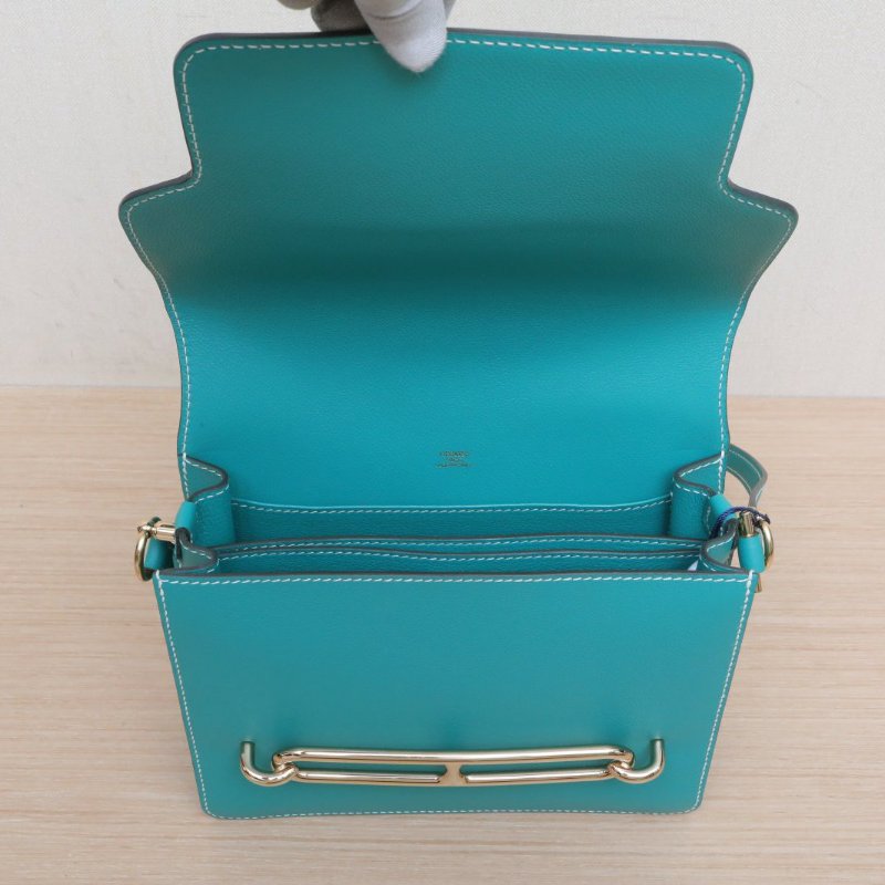 HERMES Roulis豬鼻子23U1維羅納綠EC皮C刻淺金扣肩背包-2
