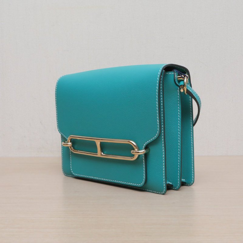 HERMES Roulis豬鼻子23U1維羅納綠EC皮C刻淺金扣肩背包-4