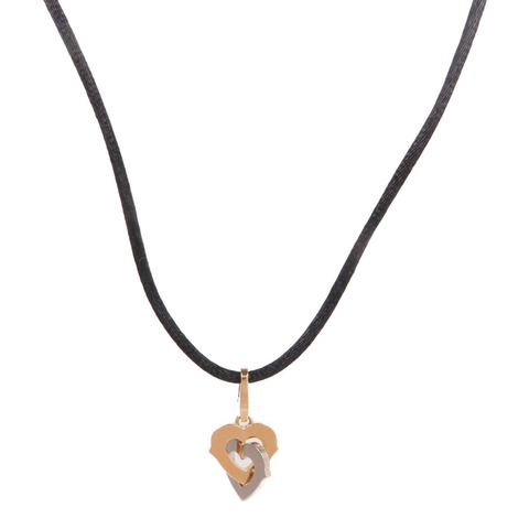 CARTIER 18K白金/玫瑰金Double Heart Necklace項鍊