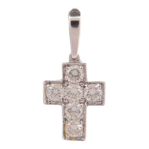CARTIER 18K白金Cross Pendant Top鑽石吊墜