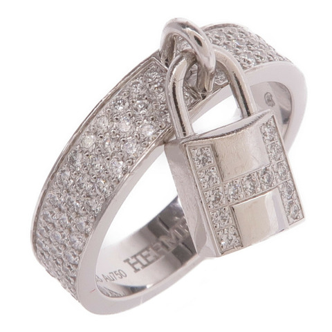 HERMES 18K白金Kelly Cadenas Ring鑽石戒指Hermes#51/US#5.75