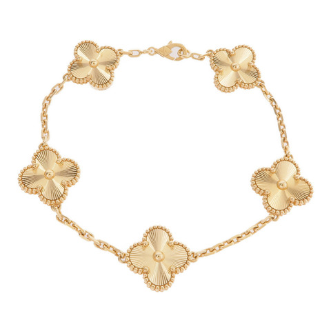 Van Cleef & Arpels 18K黃金Vintage Alhambra Bracelet 5 Motifs手鏈