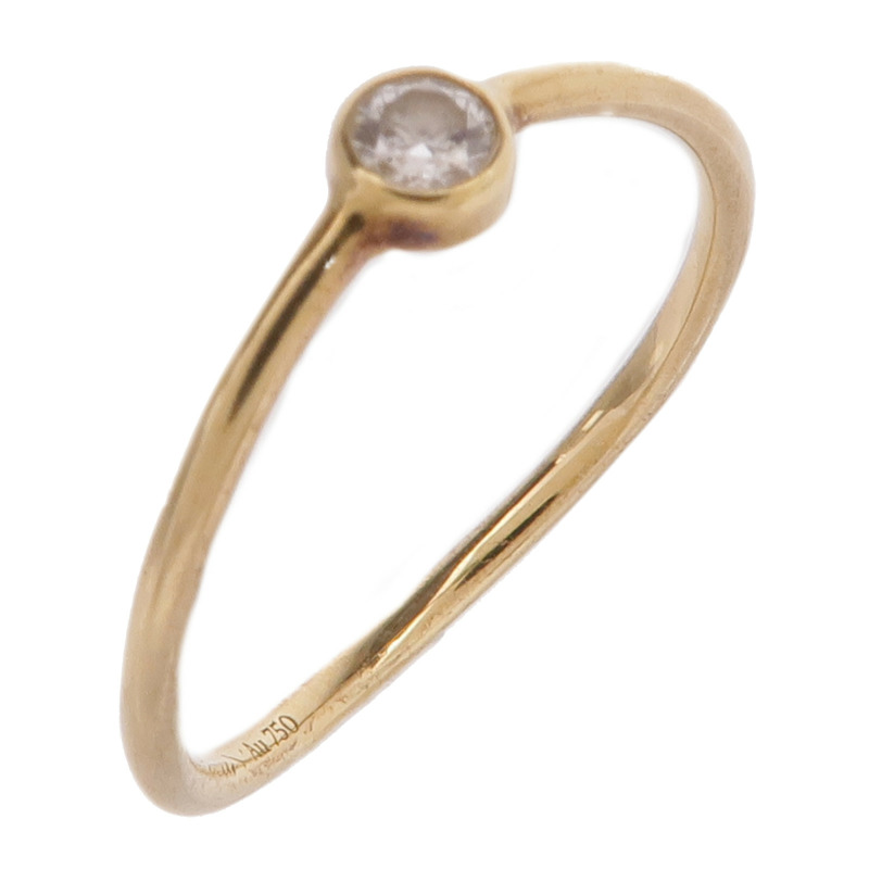 TIFFANY&CO 18K黃金Wave Single-Row Diamond Ring鑽石戒指US#4.25-0