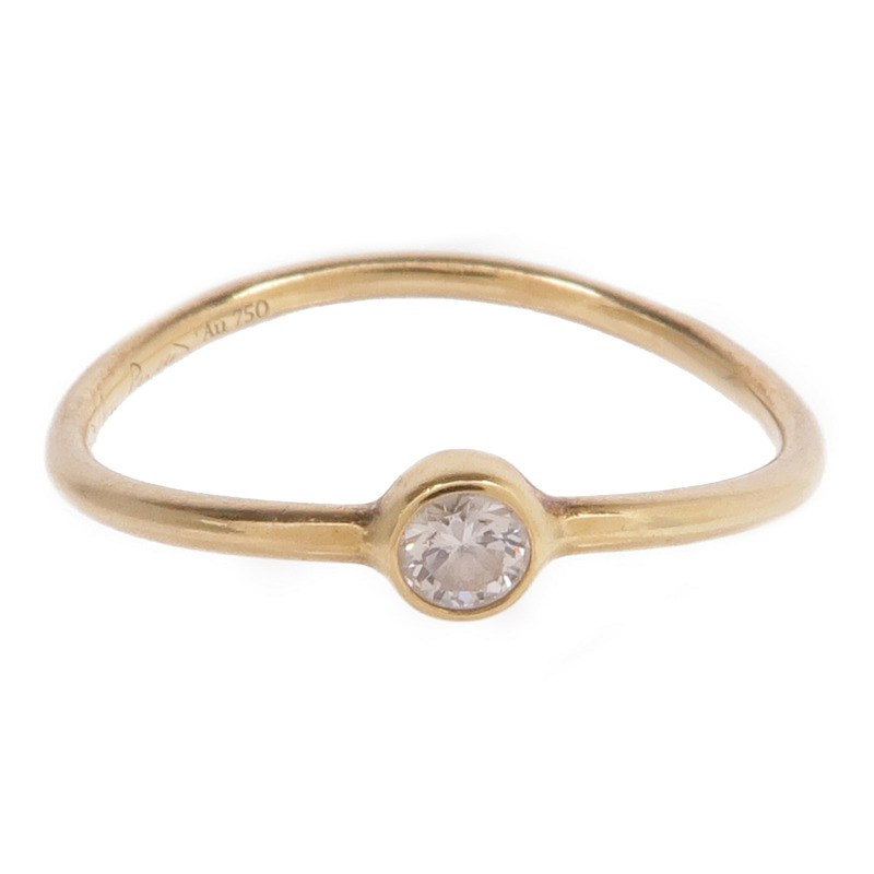 TIFFANY&CO 18K黃金Wave Single-Row Diamond Ring鑽石戒指US#4.25-1