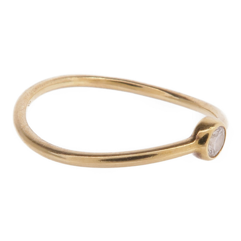 TIFFANY&CO 18K黃金Wave Single-Row Diamond Ring鑽石戒指US#4.25-3