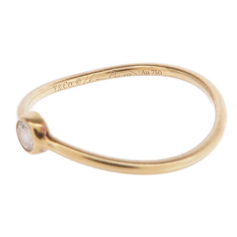 TIFFANY&CO 18K黃金Wave Single-Row Diamond Ring鑽石戒指US#4.25-4
